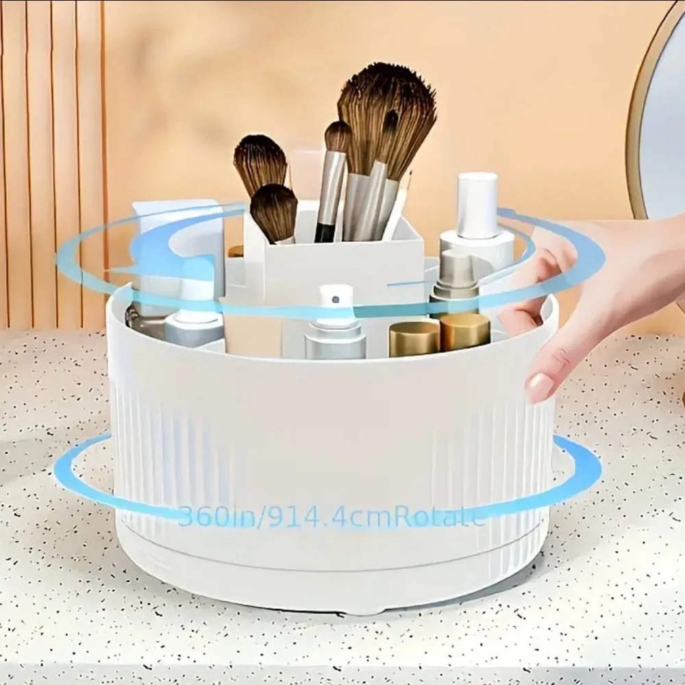 White Rotating Makeup Organizer